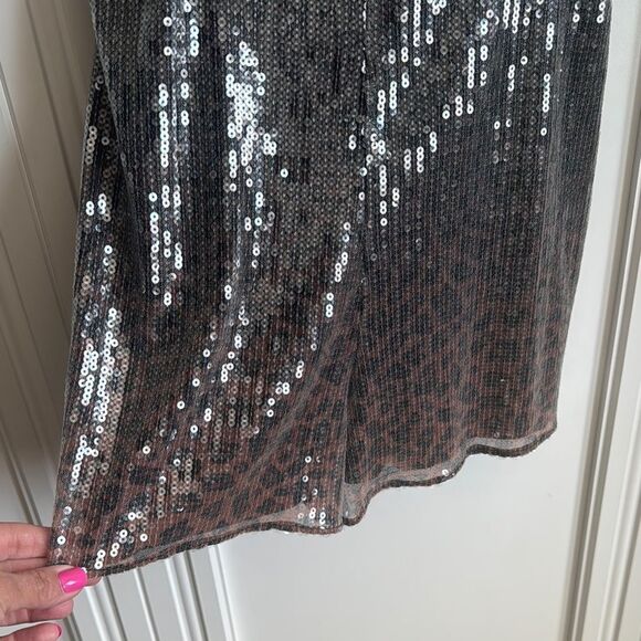 Anthropologie Sequin Romper Leopard Print and Gray - Picture 3 of 6